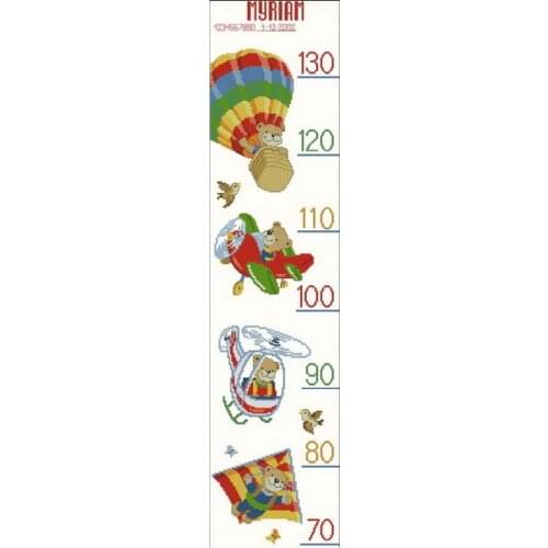 Top Quality Beautiful Lovely Counted Cross Stitch Kit My Rain Height Chart Measure Bear Balloon Plane Fly