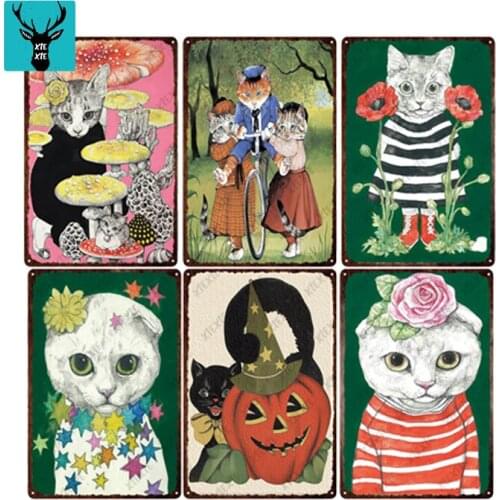 [XIEXIE]Cat Sign Plaque Metal Vintage Pet Retro Plate For Wall Poster Bar Cafe Home Art Retro Decor Custom decoration