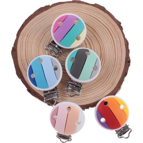 10pcs Baby Silicone Clips Rainbow Color Silicone Pacifier Clip Pacifier Chain Accessories Personalized Clip Baby Toys BPA Free