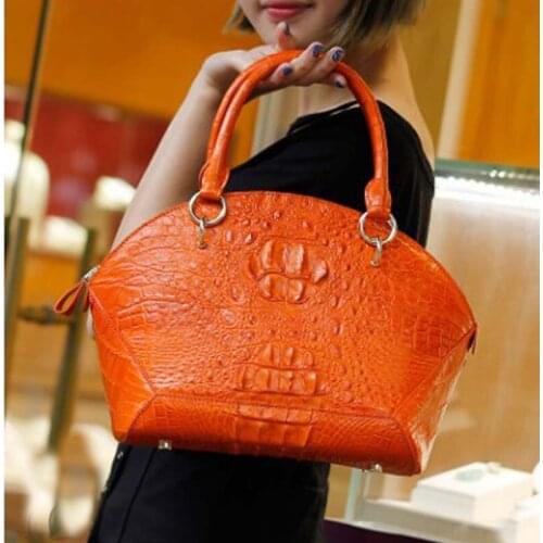 Ourui new selling true crocodile female handbag true crocodile Pure color Shell package women handbag