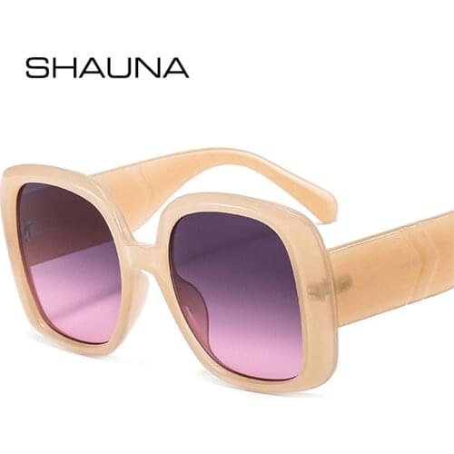 SHAUNA Fashion Oversized Square Women Sunglasses Retro Brand Designer Gradient Eyewear Shades UV400 Men Jelly Tea Sun Glasses