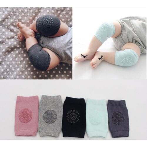 1 Pair Cotton Baby Knee Pads Kids Anti Slip Crawl Safety Necessary Environmental dot rubber Knee Protector infant Leg Warmers