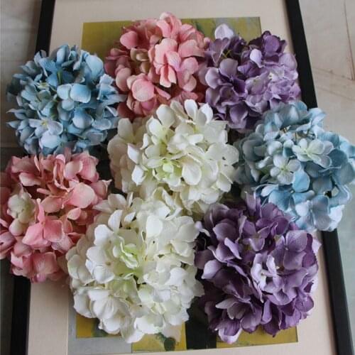 10Pcs / Lot Large Hydrangea Flower Heads Artificial Silk Fake Plants DIY Background Wall Home Wedding Decorations