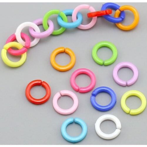 100pcs/lot Detachable Plastic Colored Buckle Round Beads DIY Handbag Key Strap Kids Necklace Accessories Acrylic Chain 17*17mm