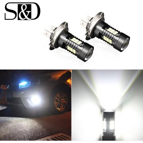 2Pcs H7 LED Lamp Super Bright 21 3030SMD Car Fog Lights 12V 6000K White Car Driving DRL Daytime Running Light Auto Led H7 Bulb