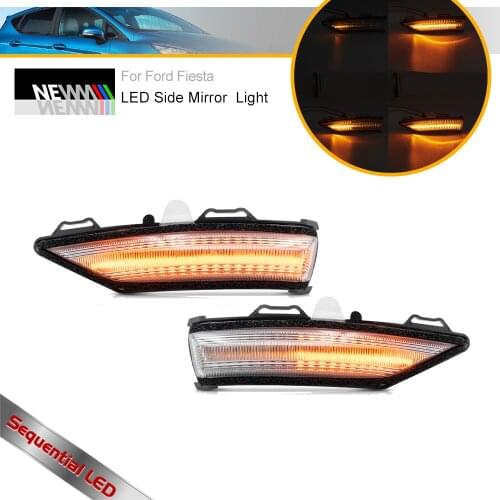 2PCs Sequential Turn Signal Side Mirror Repeater Lamp for Ford Fiesta Mk8 B479 2017-up, Canbus Error Free Side-View Blinkers