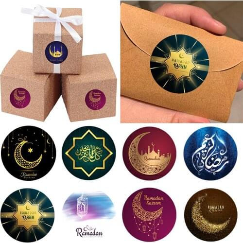 3.5/4.5cm Ramadan Decoration Paper Sticker Kareem Blessed Moon Ramadan Mubarak Lable Seal Islamic Gift Sticker for Home