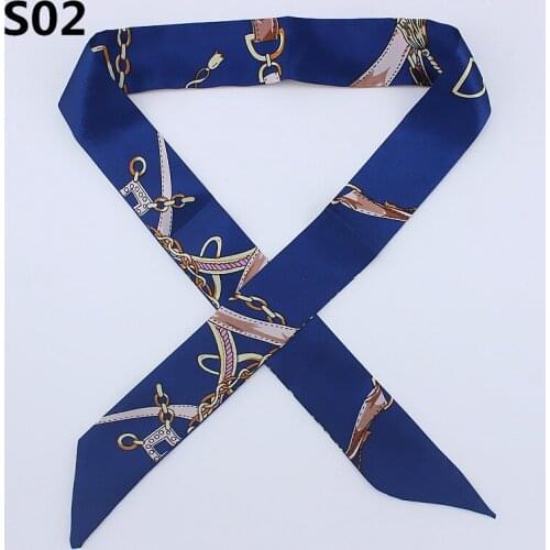 37 colors Emulation Silk Leopard Small Bag Handle headband Scarf Women Fashion Luxury Brand Hair Tie Ribbon Scarf