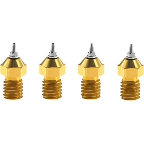 4pcs 3d printer Nozzle E3D V6 V5 Brass Nozzle M6 threaded 0.2 0.3 0.4 0.5mm Removable Stainless Steel Tips for 1.75mm filamnet