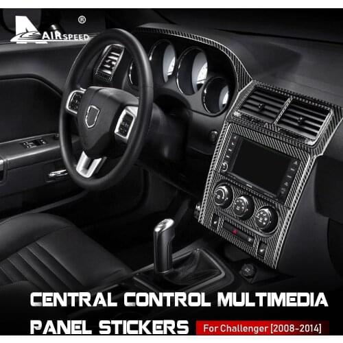 AIRSPEED Carbon Fiber for Dodge Challenger 2008 2009 2010 2011 2012 2013 2014 Accessories Car Center Control Panel Cover Sticker