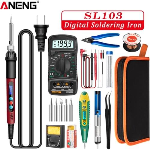ANENG SL103 60W Digital Electric Soldering Iron US/EU Plug Temperature Adjustable 240V Welding Tool Portable Electrocautery