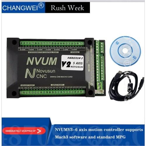 Free shipping Mach3 control card NVUMV2.1 200KHZ USB 3 axis 4 axis 5 axis 6 axis cnc motion controller motor controller