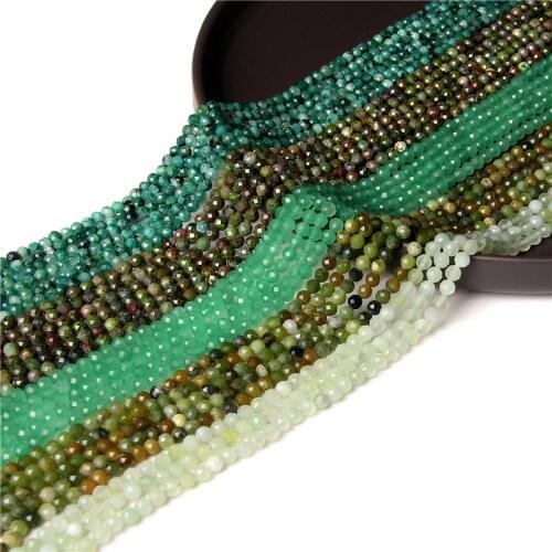 Green Small Natural Stone Faceted 2 3 4mm Bead Aventurine Jades Beads For DIY Jewelry Making Bracelet Necklace 15'' Accessories