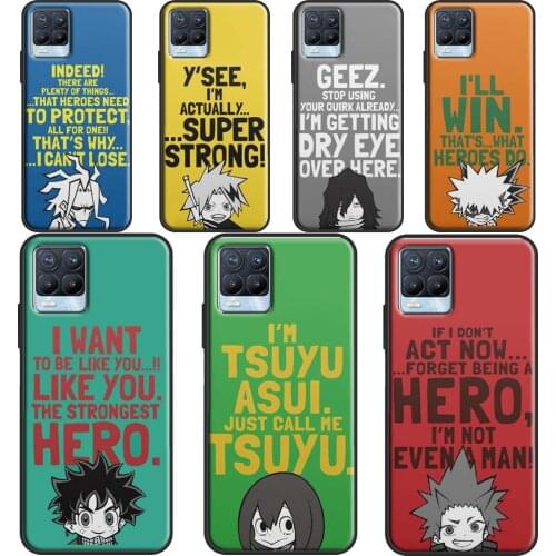 My Hero Academia Cute Chibi Quotes Case For OnePlus 9R 8T Nord 7 8 9 Pro Cover For Realme 8 Pro 7i GT Neo C3 C21 6 7 Q3 Pro