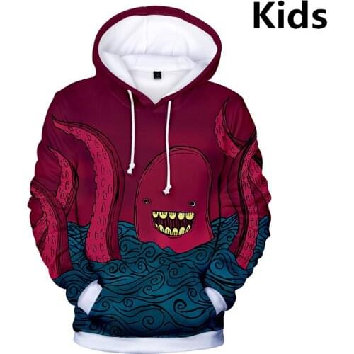 3 To 14 Years Kids Hoodie 3D Octopus Hoodies Sweatshirt Boys Girls Long Sleeve Cartoon Jacket Coat Outerwear Children Clothes