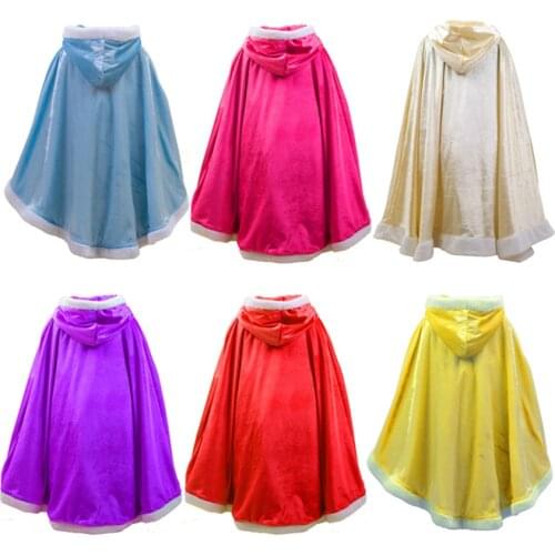 Children Fancy Halloween Cosplay Costumes Frozen Cloak Stage Performance Hooded Wizard Shawl Girls Velvet Warm Solid Cape