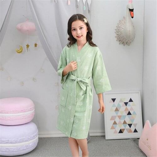Childrens kimono robe cotton yukata summer thin baby pajamas quick-drying double gauze bathrobe home clothes absorbent pijamas