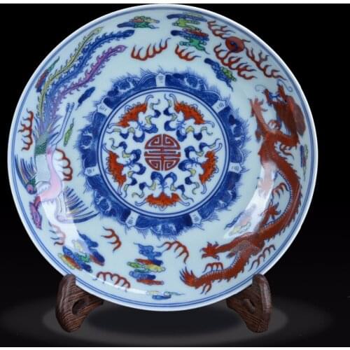 High-end antique hand-painted decorative plate (Yong Zheng) Jingdezhen antique porcelain, antique ornaments made of old