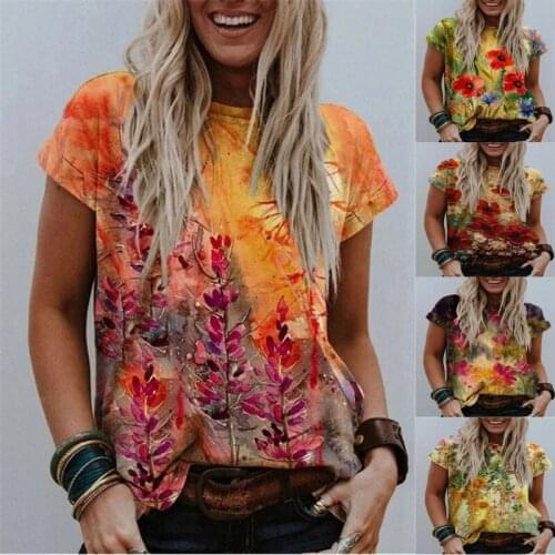 Kuelawear Crew Neck Abstract Graphic Print Street Short-sleeved Multicolor Loose T-shirt Printed Shirts Summer Fashion
