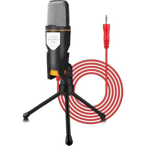 JABS 3.5mm o Wired Stereo Capacitor with Stand Microphone for PC Mobile Phone Live Singing Bar Karaoke Laptop