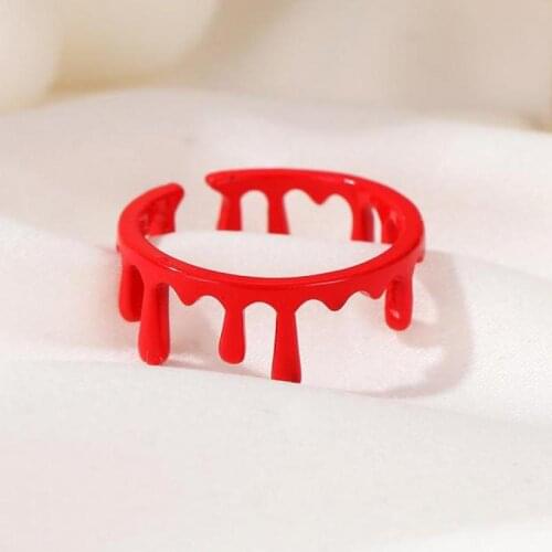 Fake-red-bleeding Ring Halloween Rings For Women Horror Vampire Cutting Fake Bloodstain Ring Personality Resizable Ring J42