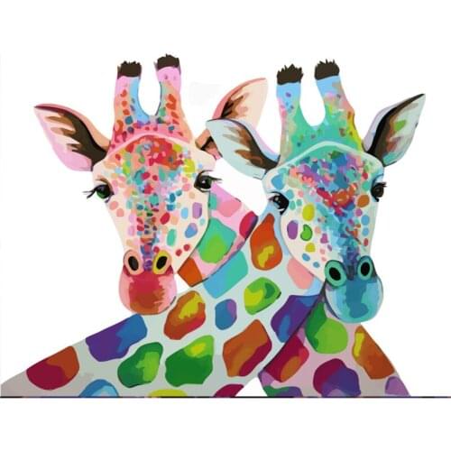 Painting By Numbers DIY Dropshipping 40x50 50x65cm Two colored deer heads Animal Canvas Wedding Decoration Art picture Gift