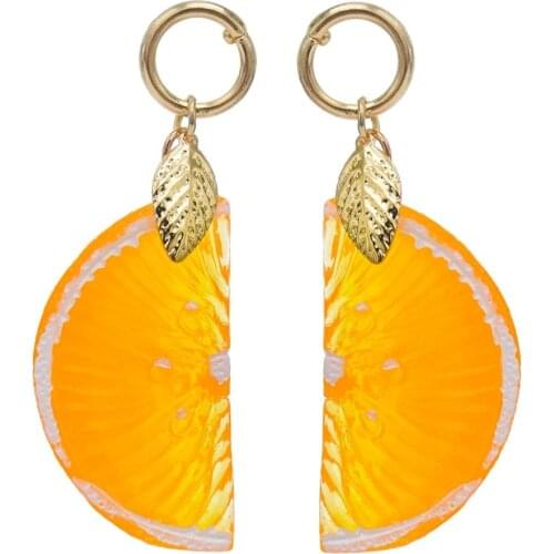 Korean Fashion Resin stereo Simulation fruit orange earrings long pendant summer fruit Jewelry for girls and teenagers gifts who