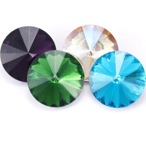 Round Rivoli Crystal Glass Rhinestones Applique Fancy Stones for Craft Christmas Clothing Garment Beads DIY Jewelry Decoration