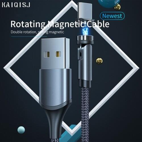 KAIQISJ 3A Magnetic Micro USB Type C Cable Phone Accessories Charging For iPhone 8 Plus Xr 11 Xiaomi Redmi Charger 360 Rotation