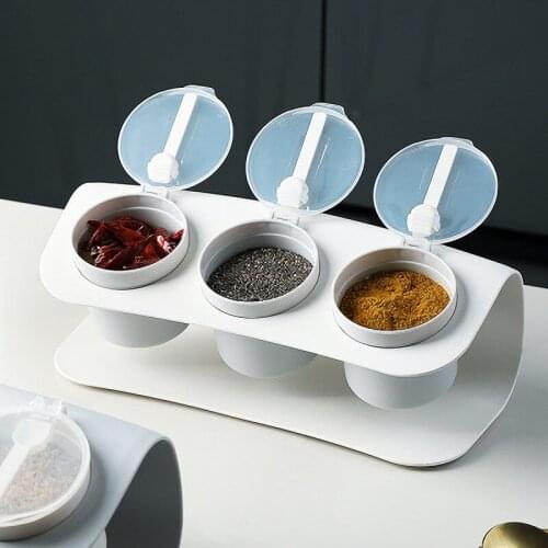 Modern Minimalist Style Ceramic Seasoning Pot Set Kitchen Salt Sugar Seasoning Box Household Cruet Square Pepper Jar Spice Rack