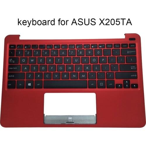 US Computer Palmrest Keyboard Topcase Cover for Asus EeeBook X205TA X205T X205 laptop keyboards English qwerty red Replacement