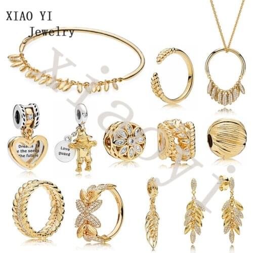 XIAOYI 2020 NEW S925 yellow series Wheat Vitality grain future seed DIY pendant charm Earrings bracelet jewelry party female