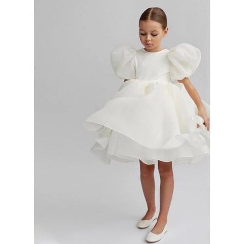 New Baby Girl Flower Dress Kids Bridemaid Wedding Dresses For Children White Ball Gowns Girls Boutique Party Wear Elegant Frocks