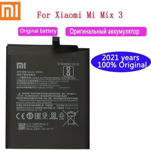 NEW Xiao Mi 100% Original Phone Battery BM3K 3200mAh for Xiaomi Mi Mix 3 Mix3 High Quality Replacement Batteries Retail Package