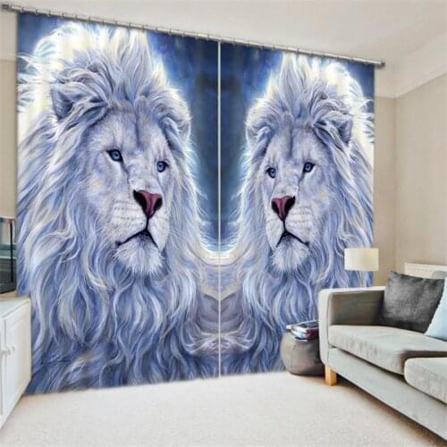 Gray lion Curtains print Luxury Blackout 3D Window Curtains For Living Room Bedroom Drapes cortinas Rideaux Customized size