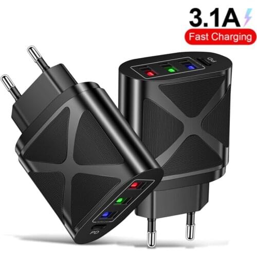 3 USB Charger Quick Charge 3.0 4.0 Port Fast Charging Wall Adapter For iPhone 12 11 X Xiaomi Samsung Mobile Phone Charger QC 3.0