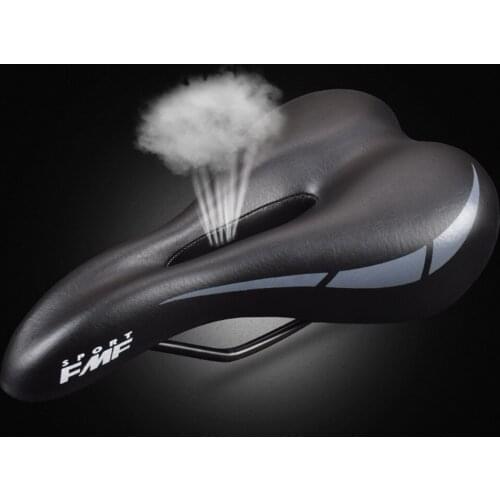 PU Leather Bike Saddle Comfort Foam Padded Bicycle Seat Hollow Vented Seats Pad for Mountain/Road/Folding Bikes