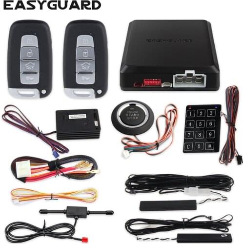 EASYGUARD Smart key keyless entry car alarm Rolling code auto start push button start touch password entry vibration alarm DC12v