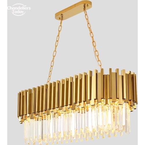 Modern Oval Crystal Chandelier Lighting Fixture Luxury Contemporary Chandeliers Pendant Hanging Light for Home Restaurant Decor