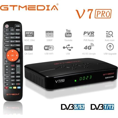 GTMEDIA V7 PRO Satellite TV Receiver 1080P FHD DVB S2 T2 Tuner H.265 10 Bit With USB WiFi Decoder Support Youtube CCam IP TV BOX