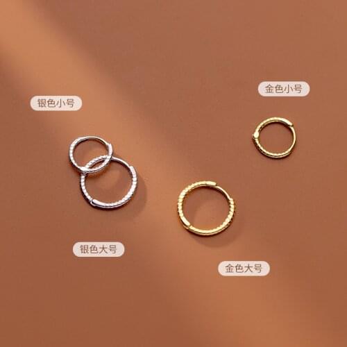 14MM 11MM Thin Authentic Real 100% 925 Sterling Silver Twist Rope Circle ear-bone Hoop Huggie Earrings Piercing C-G9877