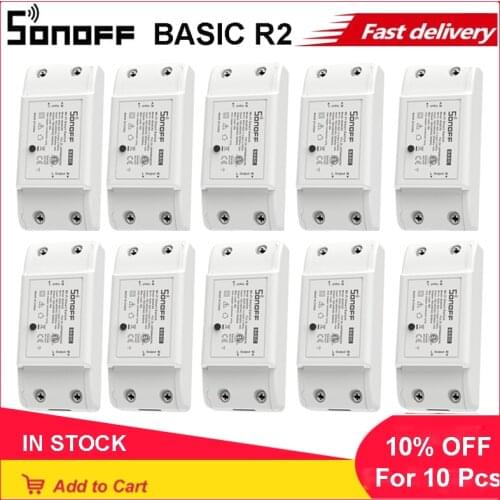 1/10Pieces Sonoff Basic R2 Wifi DIY Smart Wireless Remote Universal Switch Light Controller Module Work With Alexa Google Home