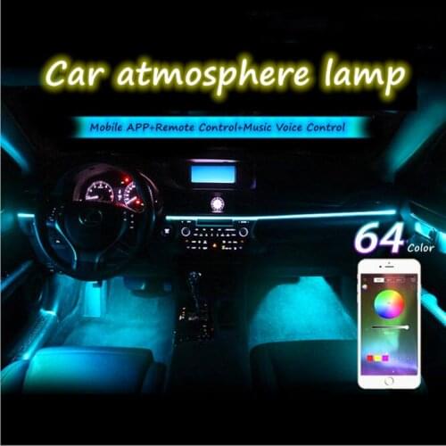Universal 14 in 1 RGB LED with 8M Car Interior Decor Fiber Optical Strip Light by App Control 12V Decorative Atmosphere Lamps