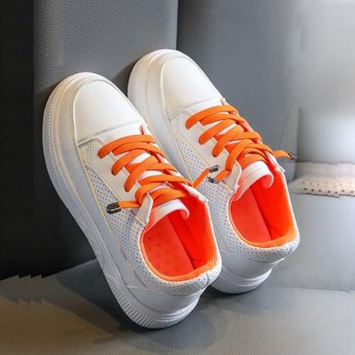 Spring Children White Orange Pu Leather Sneakers For Big Girls Boys School Platform Jazz Hip hop Sports Running Shoes New Shoe