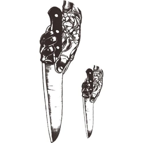 Waterproof Temporary Tattoo Sticker Black Armed with Knives Design Fake Tattoos Flash Tatoos Arm Hand Body Art for Women Men