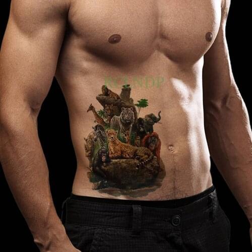 Waterproof Temporary Tattoo Stickers Zoo tiger lion monkey Fake Tatto Flash Tatoo Body art Back Leg Arm belly for Women Men girl