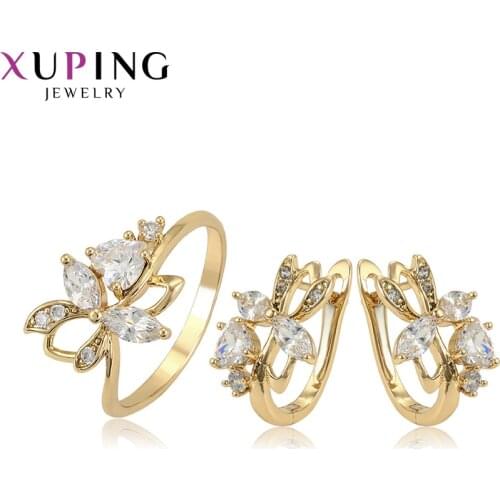 Xuping Fashion Elegant New arrival Light Yellow Gold-Color Plated Jewelry Sets for Women Temperament Party Gift 65251