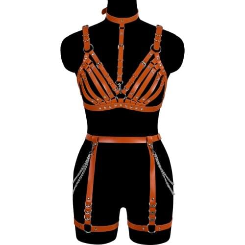 Punk Accessories Leather Harness Woman Gothic Style Suspender Body Belt Sexy Metal Lingerie Fetish Festival Rave Wear Garters