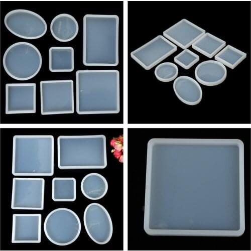 1PC Crystal Transparent Epoxy Jewelry Making Mold DIY Cake Mold Craft Square Round Resin Silicone Book Mould Decorative