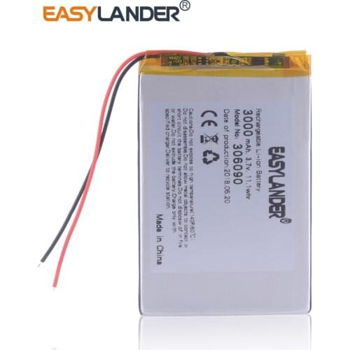 10pcs /Lot 3.7V,3000mAH 356090 406090 306090 (polymer lithium ion battery) Li-ion battery for tablet pc 7 inch 8